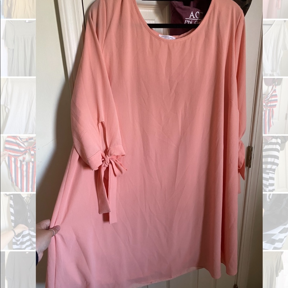 Chic Soul Peach Pink Bow Dress